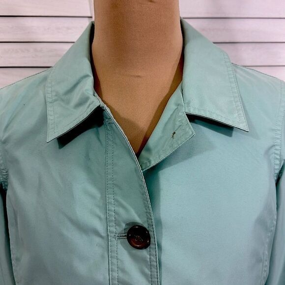 Lands’ End Trench Coat Size XSP Overcoat Jacket Teal Blue - Picture 4 of 13